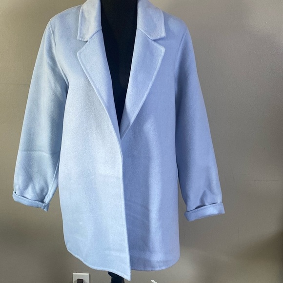 Rachel Zoe Jackets & Blazers - Rachel Zoe Light Blue Wool Blend Open Front Jacket Coat Lightweight Sz L NWT